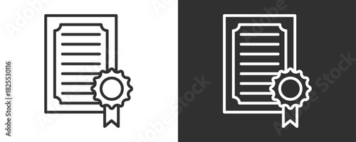 Certificate Icon Set Vector Collection Isolated In Black And White