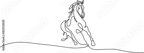 Chinese Year of the Horse One Line Art – Minimal Continuous Line Zodiac Illustration, Lunar New Year Symbol, Elegant Oriental Design Vector Artwork