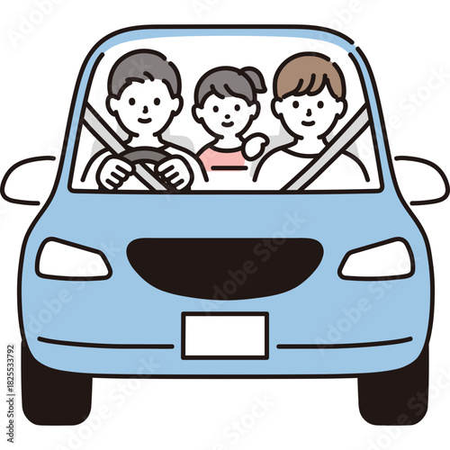 Family Driving A Car