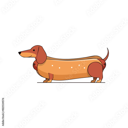 Cute Dachshund Sausage Dog Vector Flat Design Illustration Isolated on White Background