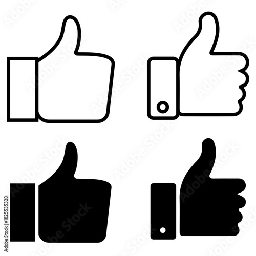 Thumbsup like symbol icon set