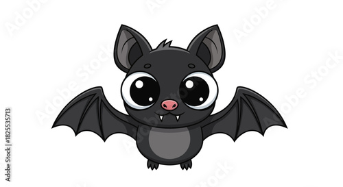 Adorable cartoon bat flying with big eyes, perfect for Halloween designs or children's illustrations that are fun and engaging for a spooky season