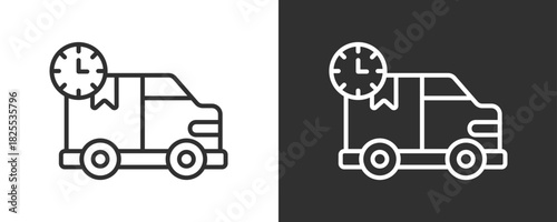 Delivery Truck Icon Set Vector Collection Isolated In Black And White