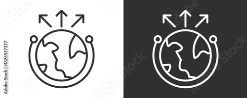 Global Distribution Icon Set Vector Collection Isolated In Black And White