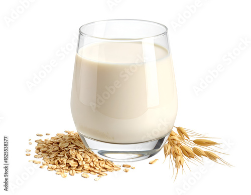 glass of oat milk isolated on transparent png