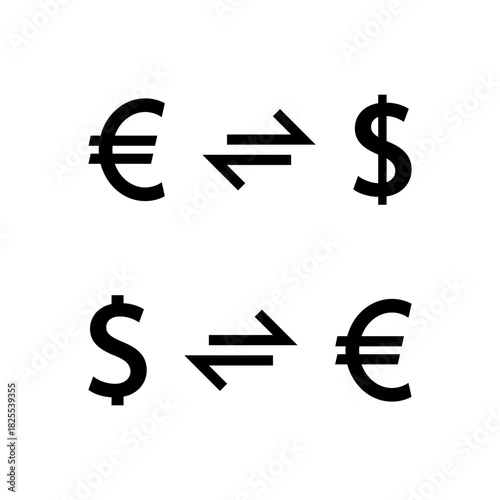 Euro to dollar exchange icon in flat style. Money conversion and forex transaction symbol