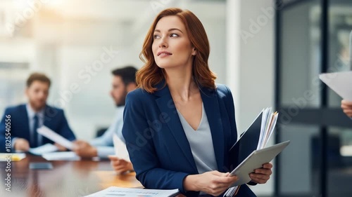 Business meeting in a modern office with professionals collaborating