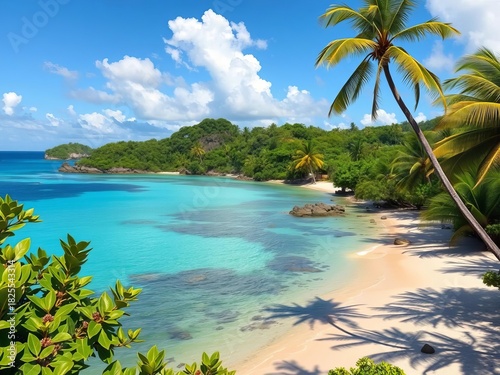 Fototapeta Naklejka Na Ścianę i Meble -  Sunny Caribbean beaches and lush tropical landscapes embody the essence of Jamaica's natural beauty,  serene,  nature
