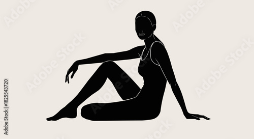 Silhouette of a woman sitting gracefully, relaxed and contemplative pose.