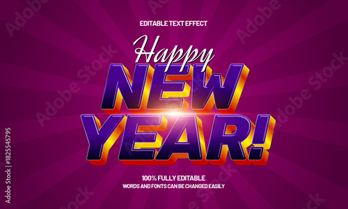 happy 2026 new year editable text effect