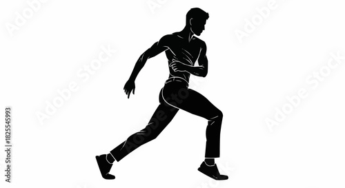 Silhouette of a determined runner in motion, showcasing athleticism and speed.