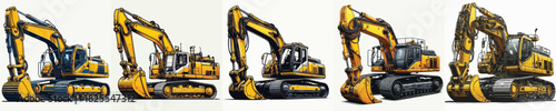 vector excavator white background flat design