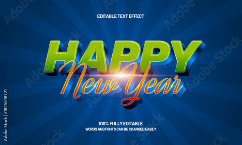 happy 2026 new year editable text effect