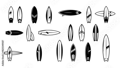 Surfboard icon silhouette, surfboard symbol	