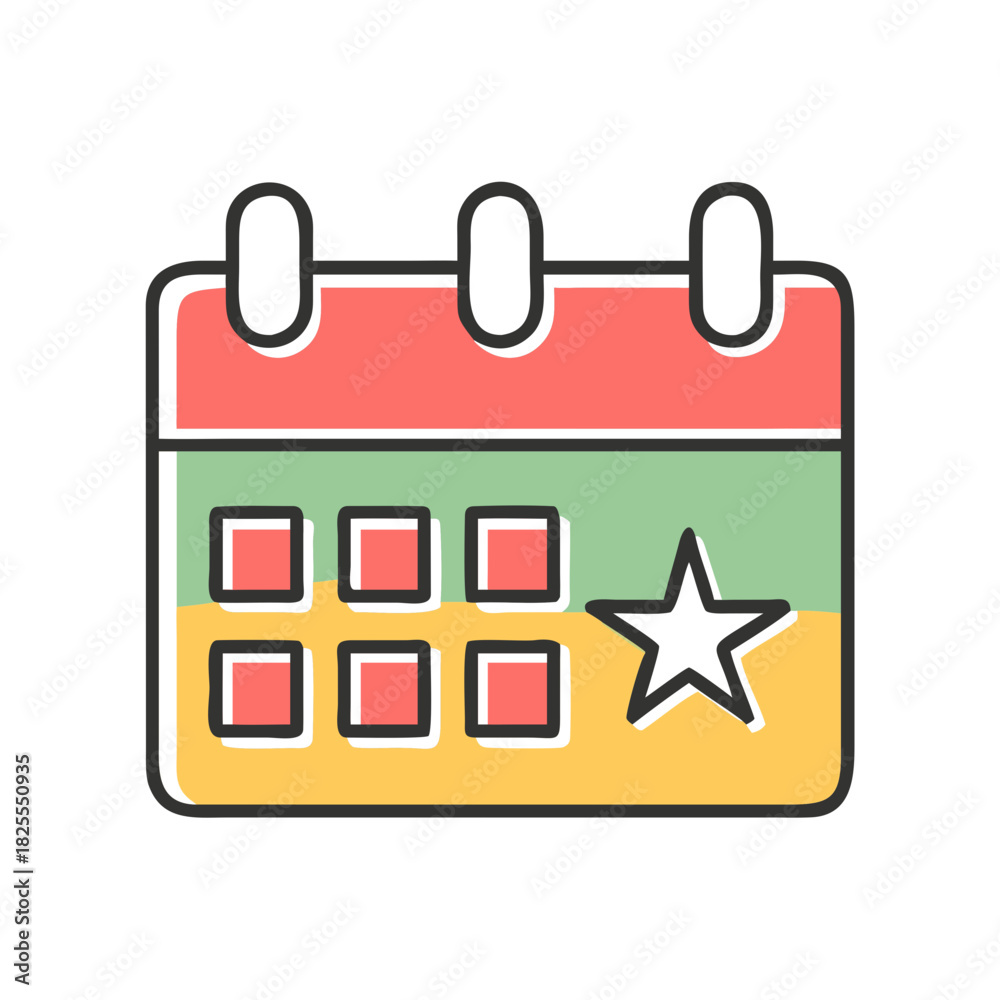 Fototapeta premium Special Event Calendar Icon: Important Date, Favorite Day, and Star Marked Schedule Graphic