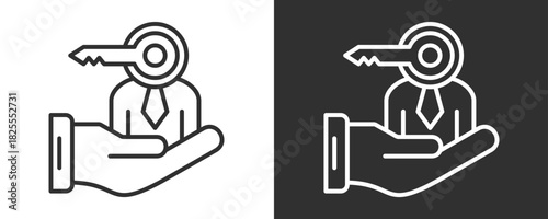 Key Person Icon Set Vector Collection Isolated In Black And White