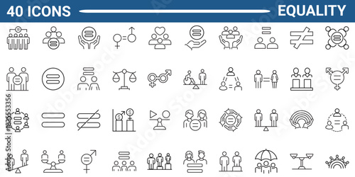 Equality line icon set. Includes diversity, inclusion, and gender. Editable stroke. Vector illustration