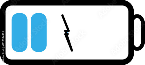 Colorful battery level indicator icon 0% charge