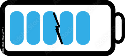 Colorful battery level indicator icon 0% charge