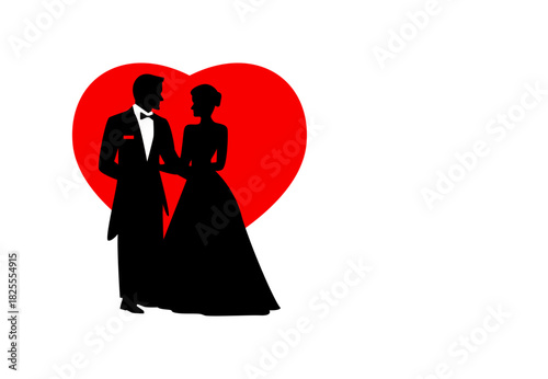 silhouette of bride and groom