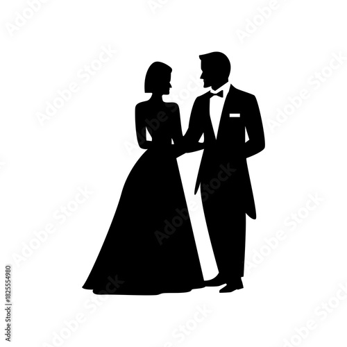 silhouette of bride and groom