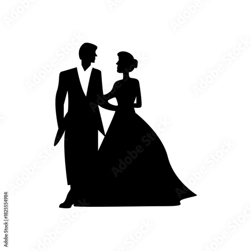silhouette of bride and groom