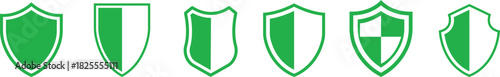 Shield Icon set. Protect shield security line icons. Badge quality symbol, sign, logo or emblem. Сryptocurrency protection sign. Crypto currency security web button. Interface design element.