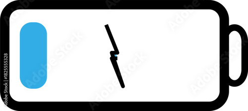 Colorful battery level indicator icon 0% charge