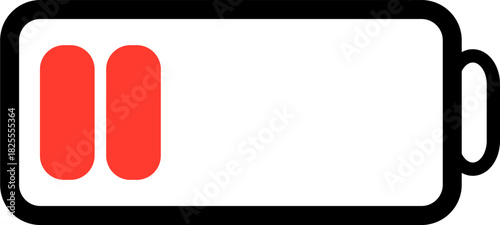 Colorful battery level indicator icon 0% charge