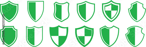 Shield Icon set. Protect shield security line icons. Badge quality symbol, sign, logo or emblem. Сryptocurrency protection sign. Crypto currency security web button. Interface design element.