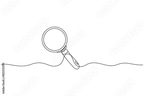 Continuous one  line illustration of magnifying glass. Continuous  single line drawing of magnifying glass lens. Vector illustration, Magnifying glass search symbol vector illustration.