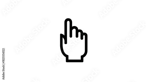 Black outline pointing hand cursor icon. Mouse click symbol for user interface design, web navigation, and selection.