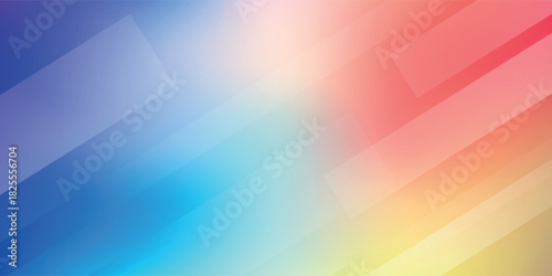 Abstract background with a soft rainbow gradient and translucent geometric shapes.