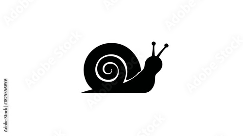 Black Snail Silhouette Vector Icon on White Background. Simple Mollusk Symbol for Nature, Garden, or Slow Concepts
