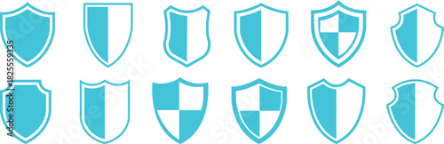 Shield Icon set. Protect shield security line icons. Badge quality symbol, sign, logo or emblem. Сryptocurrency protection sign. Crypto currency security web button. Interface design element.