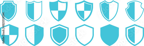 Shield Icon set. Protect shield security line icons. Badge quality symbol, sign, logo or emblem. Сryptocurrency protection sign. Crypto currency security web button. Interface design element.