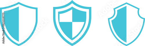 Shield Icon set. Protect shield security line icons. Badge quality symbol, sign, logo or emblem. Сryptocurrency protection sign. Crypto currency security web button. Interface design element.