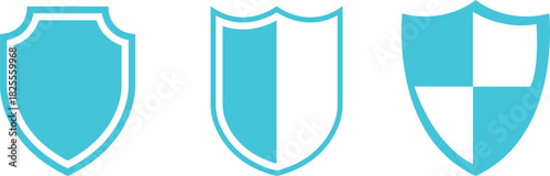 Shield Icon set. Protect shield security line icons. Badge quality symbol, sign, logo or emblem. Сryptocurrency protection sign. Crypto currency security web button. Interface design element.