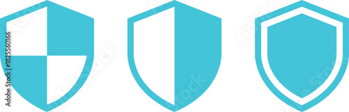 Shield Icon set. Protect shield security line icons. Badge quality symbol, sign, logo or emblem. Сryptocurrency protection sign. Crypto currency security web button. Interface design element.