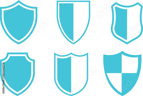 Shield Icon set. Protect shield security line icons. Badge quality symbol, sign, logo or emblem. Сryptocurrency protection sign. Crypto currency security web button. Interface design element.