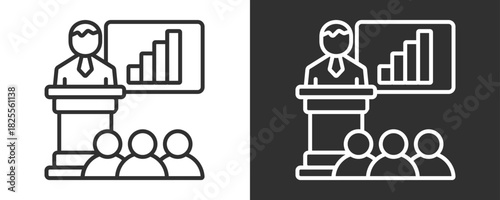 Seminar Icon Set Vector Collection Isolated In Black And White