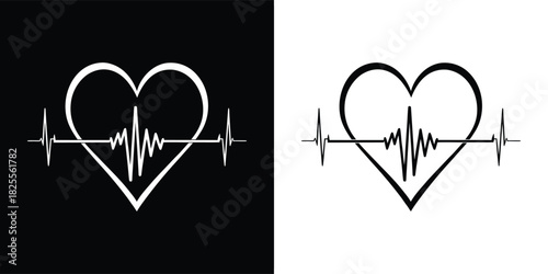 Heartbeat cardiogram line forming a heart shape, symbolizing life, health, and vital signs
