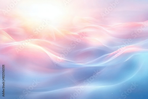soft pastel waves flowing under a bright glowing light creating a calm and serene atmosphere
