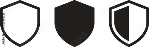 Shield Icon set. Protect shield security line icons. Badge quality symbol, sign, logo or emblem. Сryptocurrency protection sign. Crypto currency security web button. Interface design element.