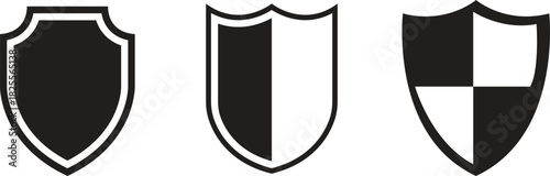 Shield Icon set. Protect shield security line icons. Badge quality symbol, sign, logo or emblem. Сryptocurrency protection sign. Crypto currency security web button. Interface design element.