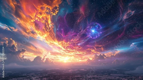 A colorful sky showcasing a galaxy, creating a mesmerizing celestial scene