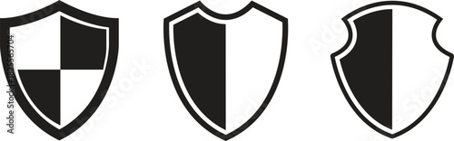 Shield Icon set. Protect shield security line icons. Badge quality symbol, sign, logo or emblem. Сryptocurrency protection sign. Crypto currency security web button. Interface design element.