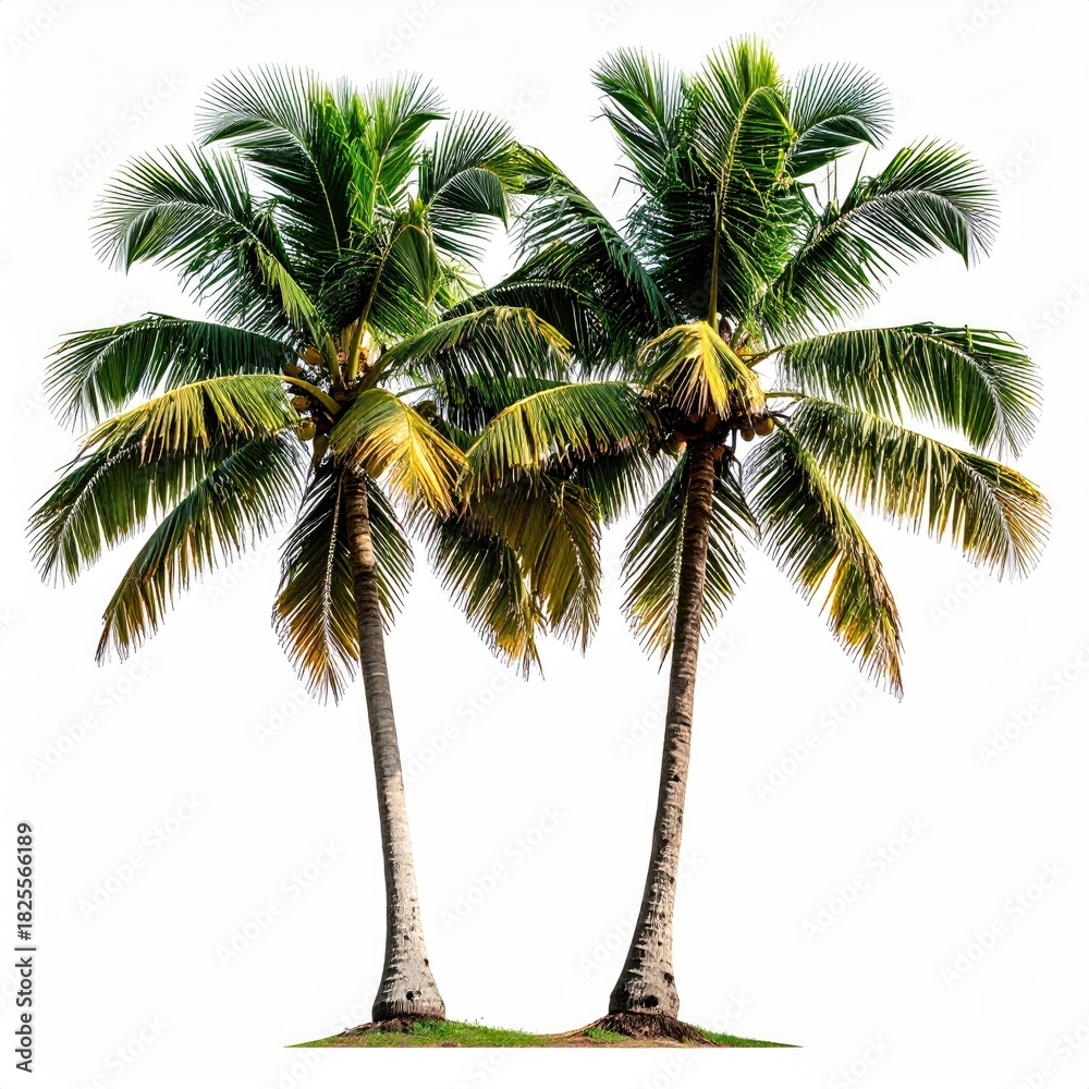 Obraz premium Two palm trees against a white background
