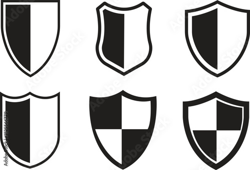 Shield Icon set. Protect shield security line icons. Badge quality symbol, sign, logo or emblem. Сryptocurrency protection sign. Crypto currency security web button. Interface design element.