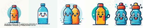 vector image of a smiling drinking bottle on a white background